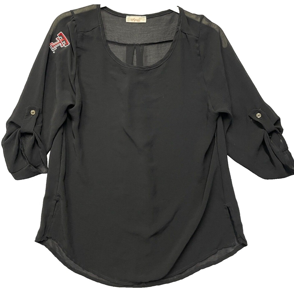 Texas Tech University Women's Medium Sheer Black Long‎ Sleeve Blouse Pullover